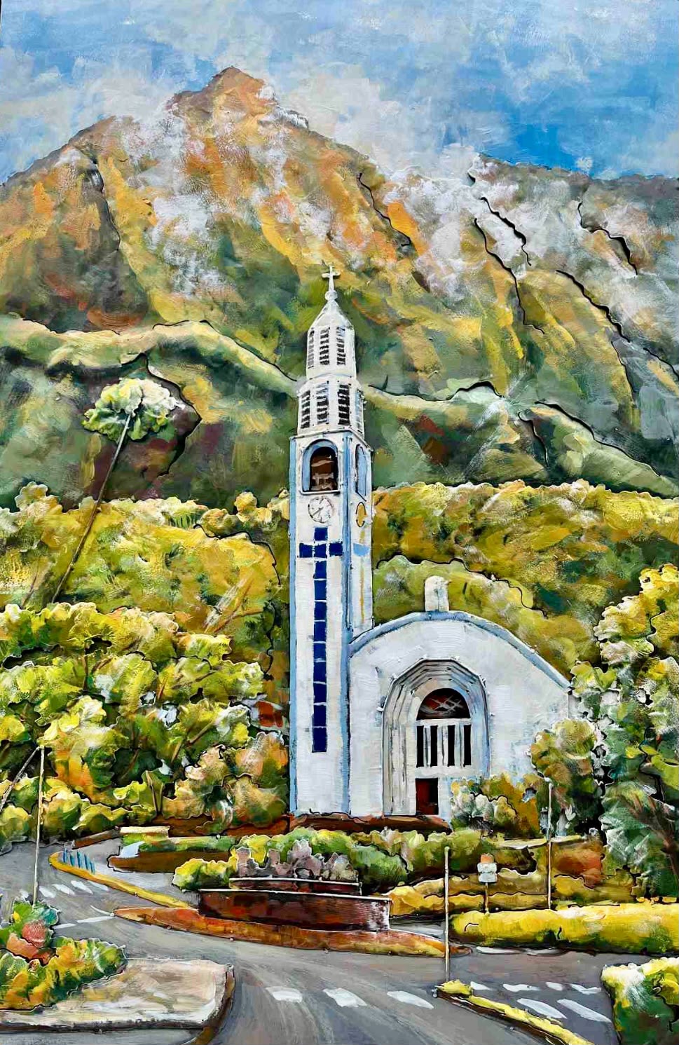 Tableau en relief L'église de Cilaos — Paysages inspiré de La Réunion | L'ART Réunion