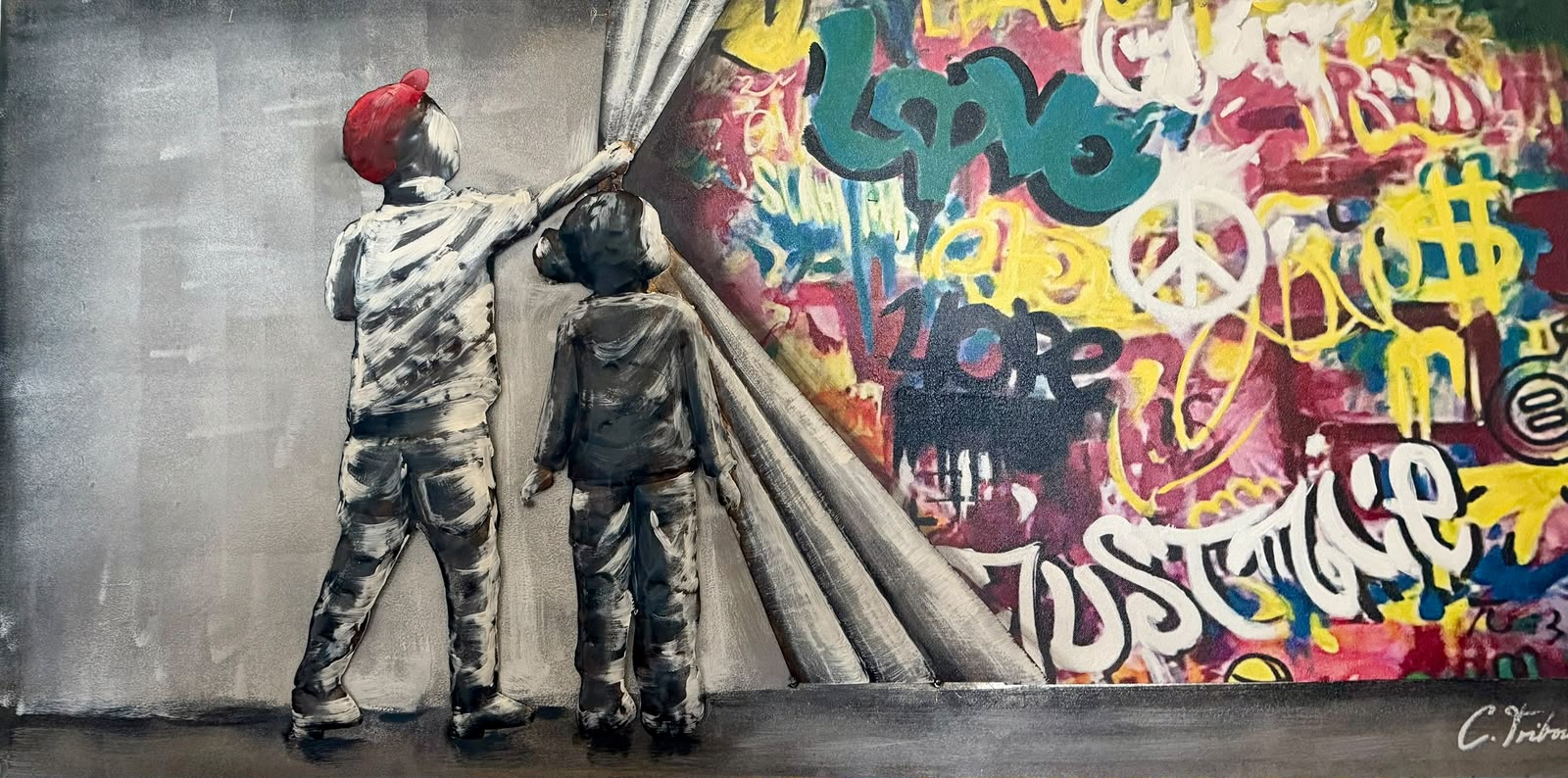 Tableau en relief Enfants graffitis — Culture inspiré de La Réunion | L'ART Réunion
