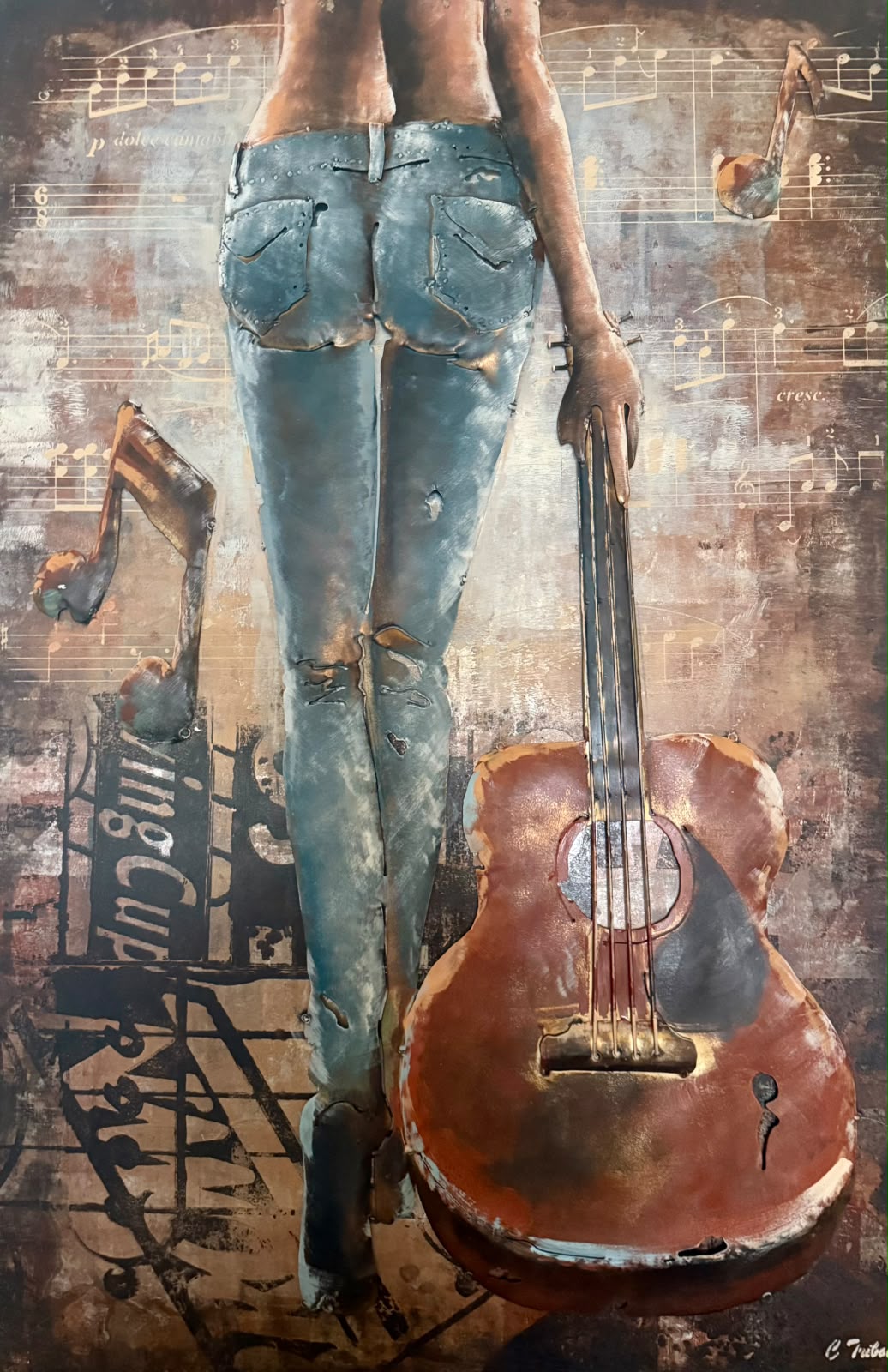 Tableau en relief Femme et guitare — Culture inspiré de La Réunion | L'ART Réunion