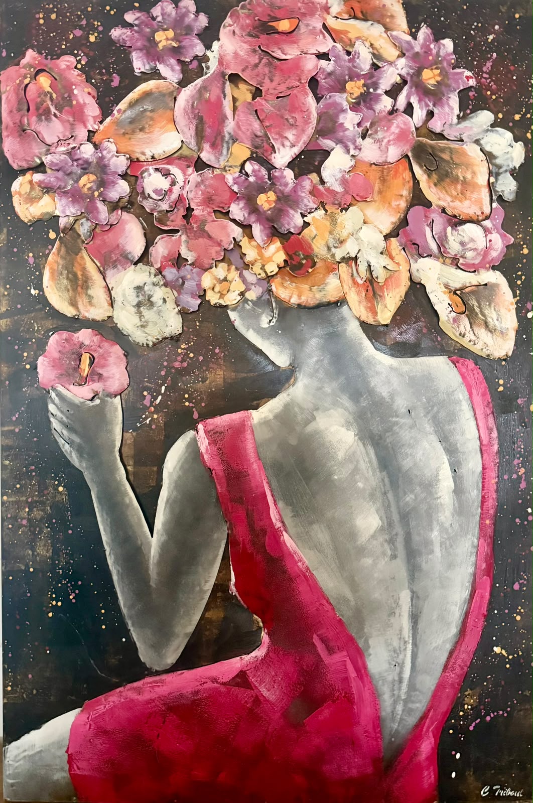 Tableau en relief Femme fleurs — Culture inspiré de La Réunion | L'ART Réunion