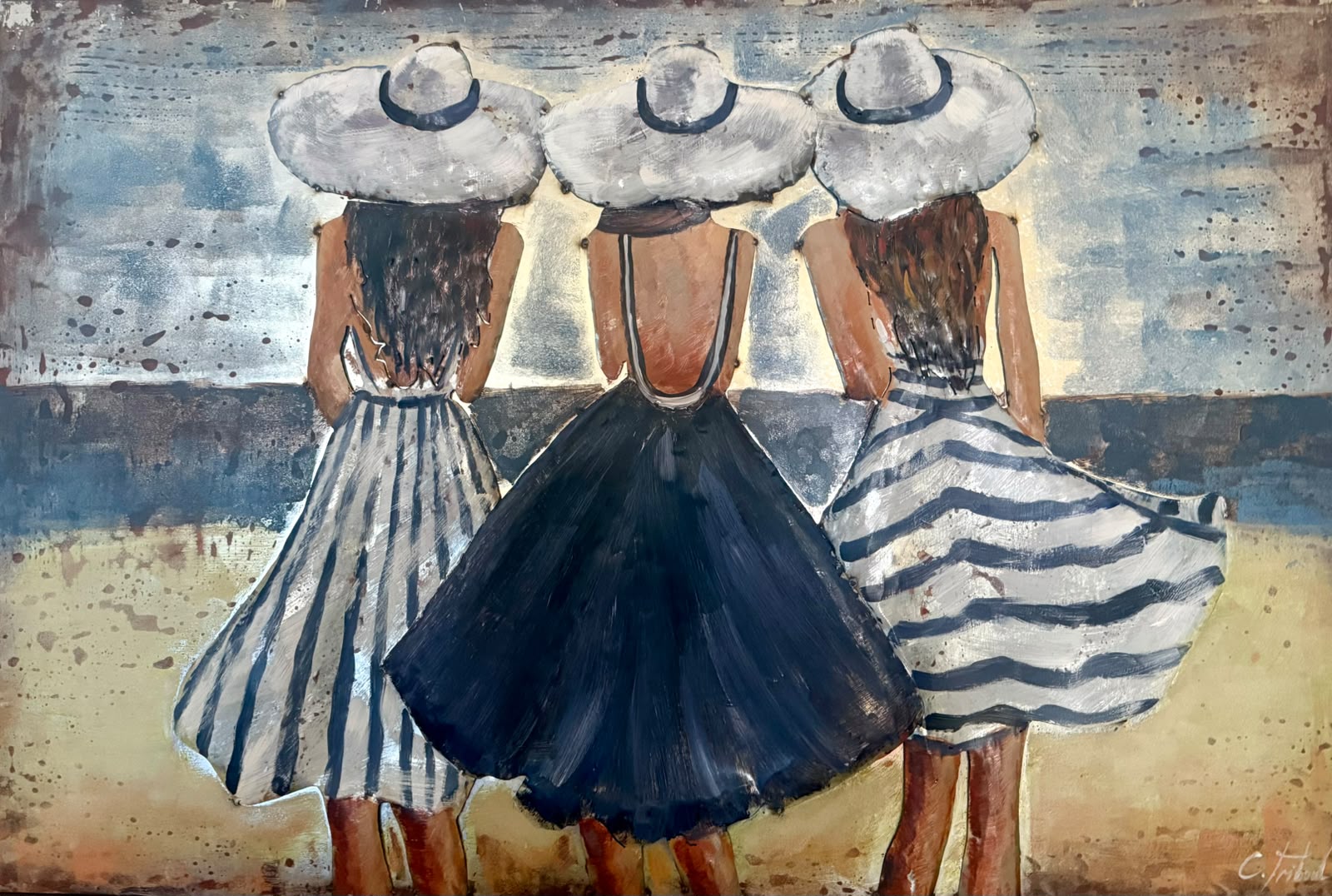 Tableau en relief Femmes de dos à la plage — Océan inspiré de La Réunion | L'ART Réunion