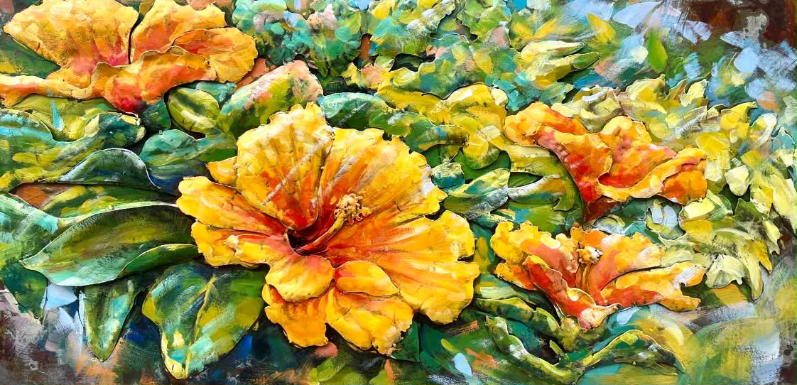 Tableau en relief Hibiscus jaune — Nature inspiré de La Réunion | L'ART Réunion