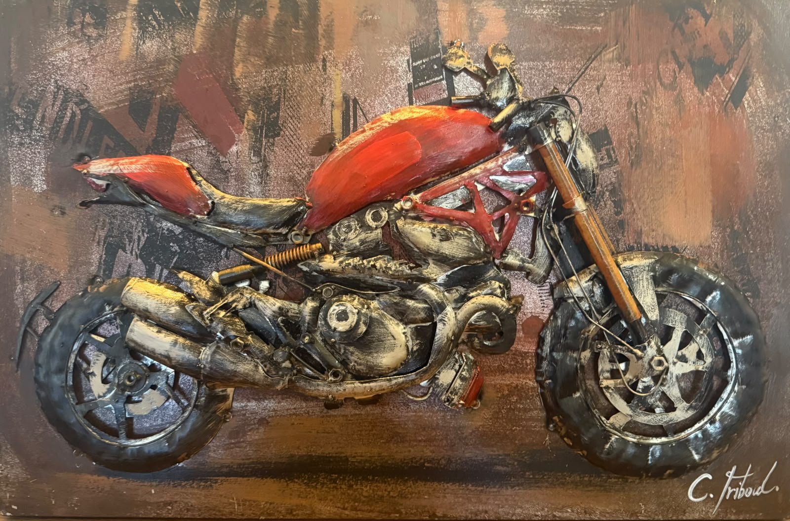 Tableau en relief Moto Ducati — Culture inspiré de La Réunion | L'ART Réunion