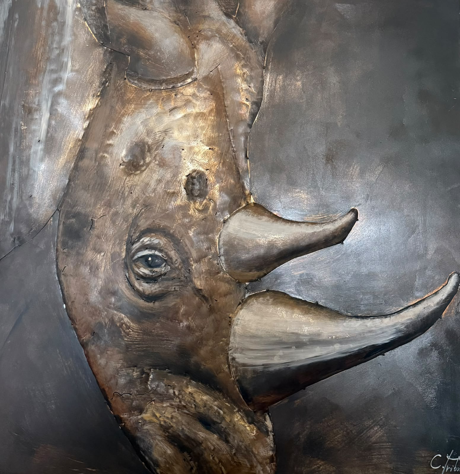 Tableau en relief Rhinocéros — Nature inspiré de La Réunion | L'ART Réunion